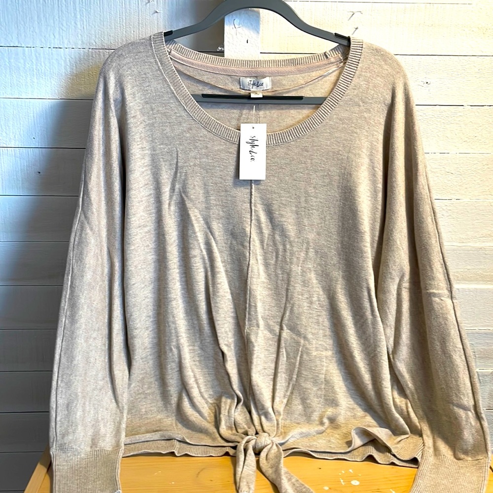 Style and Co, light brown sweater, Size medium new with tags.